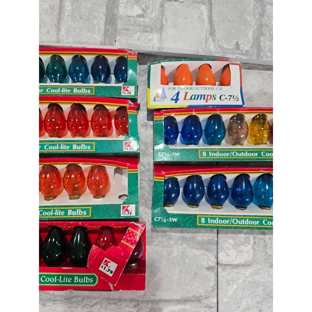 52 Colored C7 1/2 5 Watt Outdoor Cool-Lite Bulbs Vintage untested Christmas